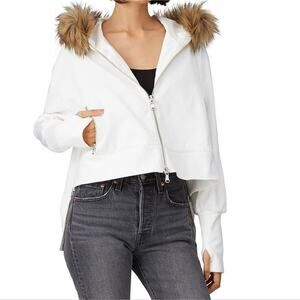 KF Kaufman Franco Cropped Faux Fur Collar Jacket M
